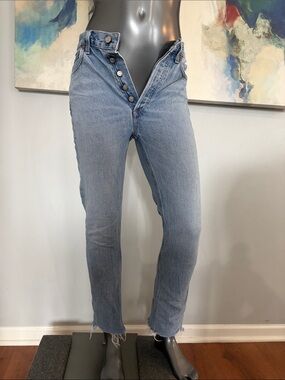 AGOLDE Riley High Rise Straight Cropped Denim Jeans